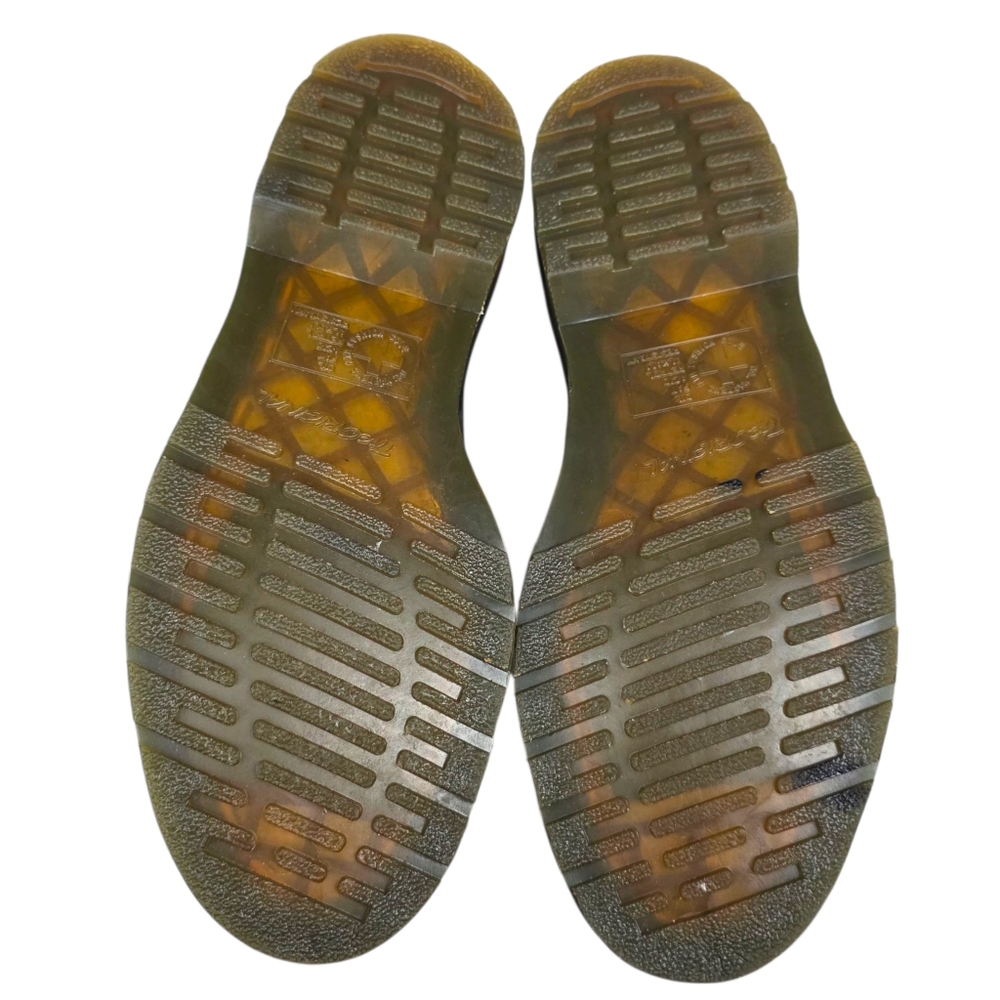 Dr. Martens Black Patent Leather 3-Eye Shoe with Yellow Stitching - Picture 6 of 12
